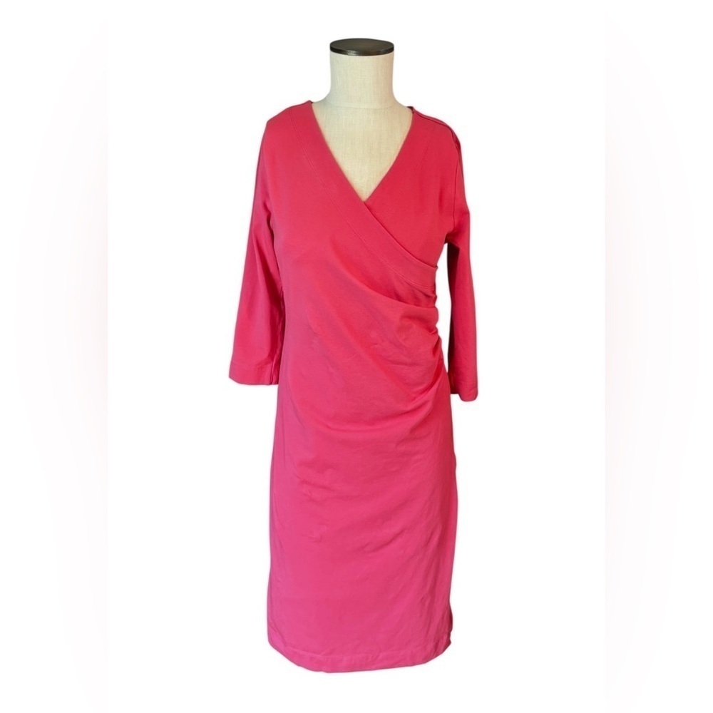 Soft Surroundings Petal Pink Coastal Hyannis Knit Midi Dress Side Ruching Size S